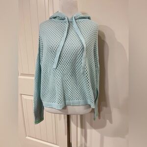Sky Blue Women's Mesh Hoodie Sweater